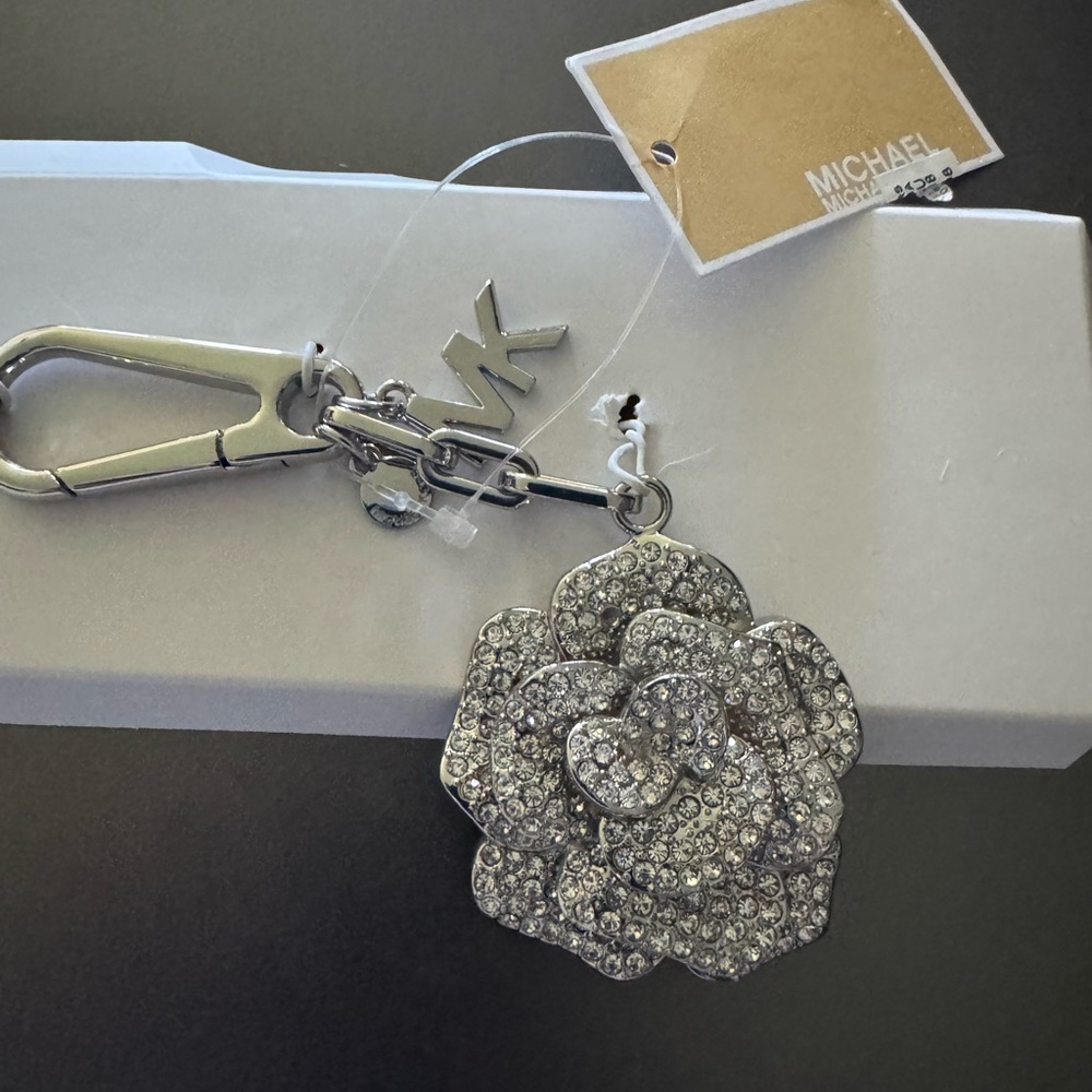 Michael Kors Silver Rhinestone Key & Card Holder